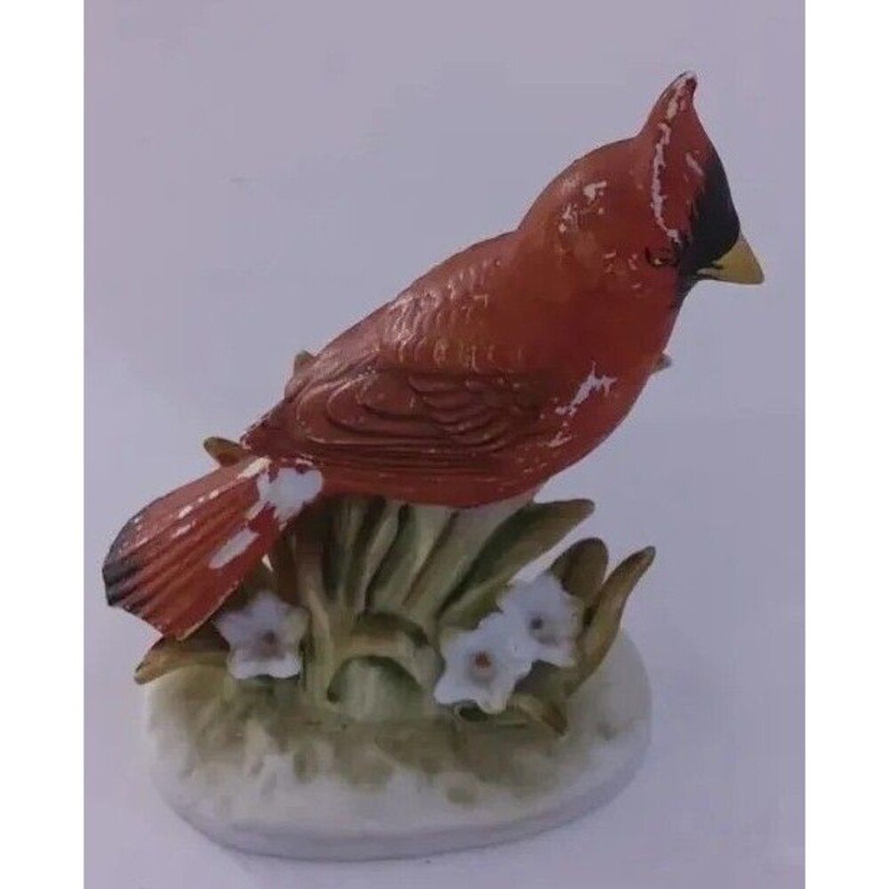 Vintage Lefton China Hand Painted Red Cardinal Bird Figurine KW464